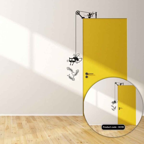 DDecorator Cat And Fish Catchnig Fish Bone Wall Stickers & Decals Home Decor Wall Decor Removable Vinyl Wall Sticker - DC99