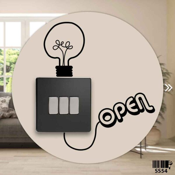 DDecorator Light Bulb With Open Sign Wall Stickers & Decals Home Decor Wall Decor Removable Vinyl Wall Sticker - SS54