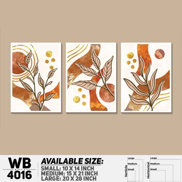 DDecorator Leaf With Abstract Art (Set of 3) Wall Decoration And Home Decoration PVC Wall Board And Wall Canvas - WB4016