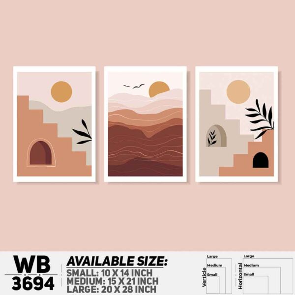 DDecorator Landscape Horizon Art (Set of 3) Wall Decoration And Home Decoration PVC Wall Board And Wall Canvas - WB3694