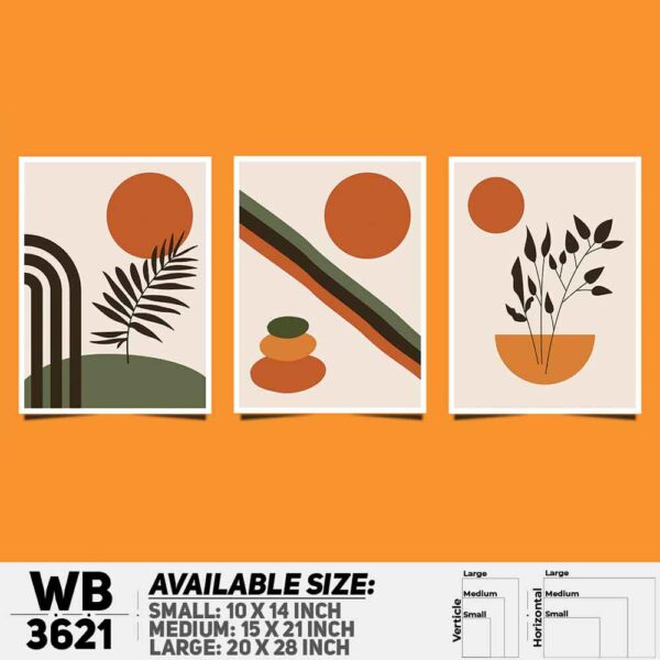 DDecorator Flower And Leaf ArtWork (Set of 3) Wall Decoration And Home Decoration PVC Wall Board And Wall Canvas - WB3621