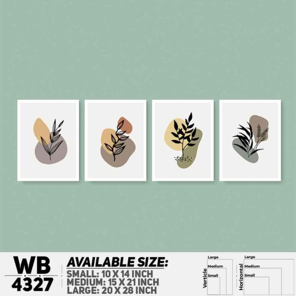 DDecorator Flower & Leaf Abstract Art (Set of 4) Wall Decoration And Home Decoration PVC Wall Board And Wall Canvas - WB4327
