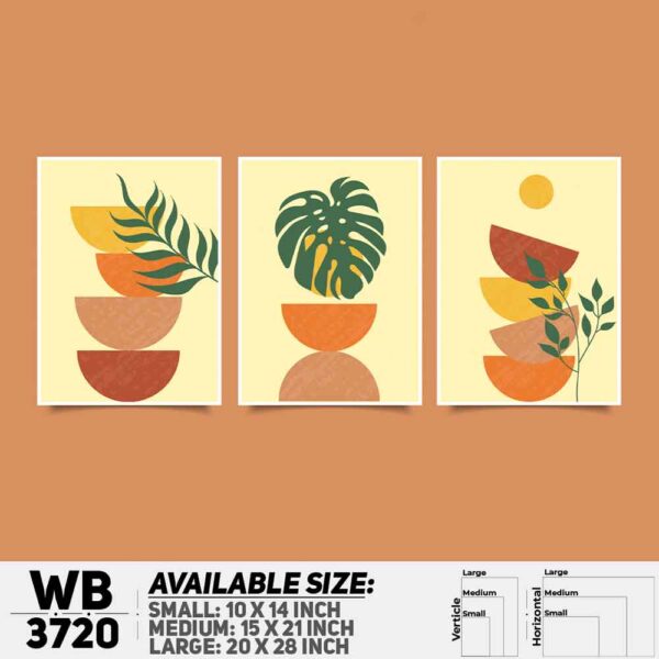 DDecorator Flower And Leaf ArtWork (Set of 3) Wall Decoration And Home Decoration PVC Wall Board And Wall Canvas - WB3720