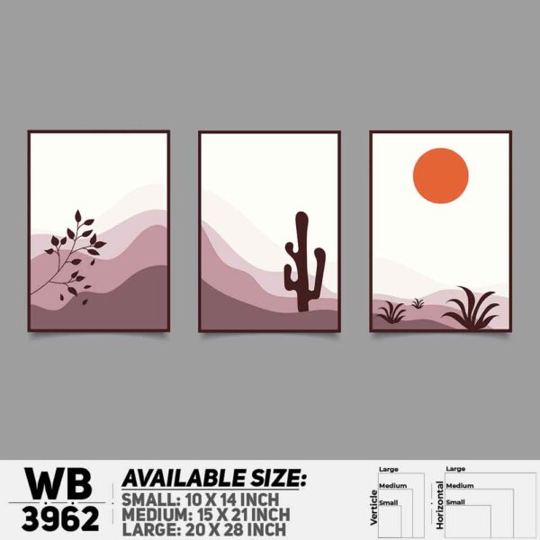 DDecorator Landscape Horizon Art (Set of 3) Wall Decoration And Home Decoration PVC Wall Board And Wall Canvas - WB3962