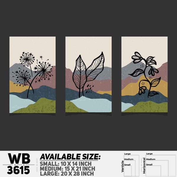DDecorator Flower And Leaf ArtWork (Set of 3) Wall Decoration And Home Decoration PVC Wall Board And Wall Canvas - WB3615