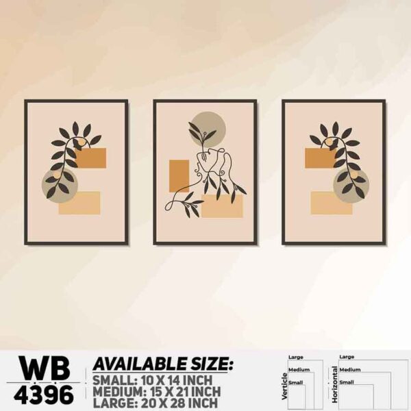 DDecorator Line Art Flowe & Leaf (Set of 3) Wall Decoration And Home Decoration PVC Wall Board And Wall Canvas - WB4396