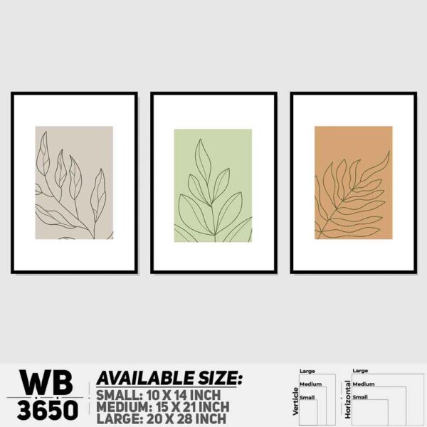 DDecorator Flower And Leaf ArtWork (Set of 3) Wall Decoration And Home Decoration PVC Wall Board And Wall Canvas - WB3650