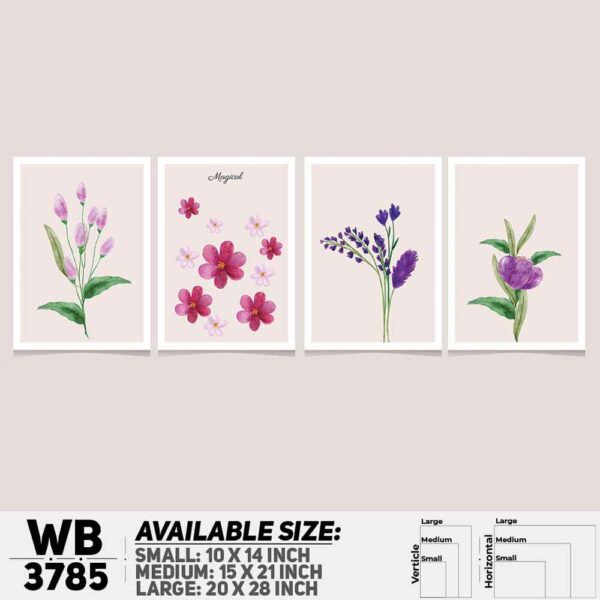 DDecorator Flower And Leaf ArtWork (Set of 4) Wall Decoration And Home Decoration PVC Wall Board And Wall Canvas - WB3785