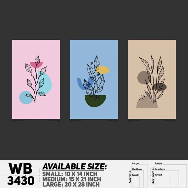 DDecorator Flower And Leaf ArtWork (Set of 3) Wall Decoration And Home Decoration PVC Wall Board And Wall Canvas - WB3430