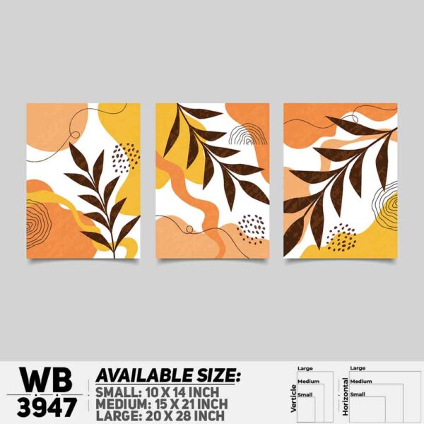 DDecorator Flower And Leaf ArtWork (Set of 3) Wall Decoration And Home Decoration PVC Wall Board And Wall Canvas - WB3947