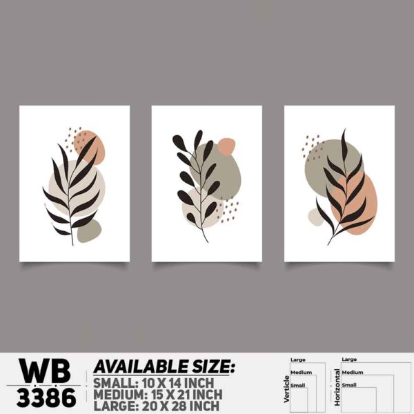 DDecorator Flower And Leaf ArtWork (Set of 3) Wall Decoration And Home Decoration PVC Wall Board And Wall Canvas - WB3386
