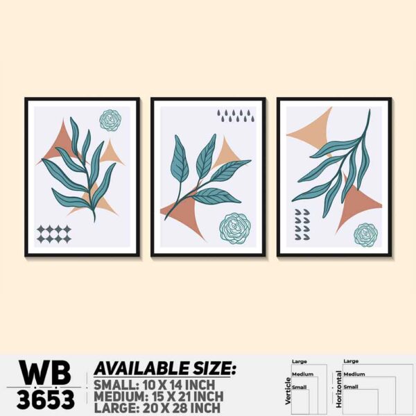 DDecorator Flower And Leaf ArtWork (Set of 3) Wall Decoration And Home Decoration PVC Wall Board And Wall Canvas - WB3653
