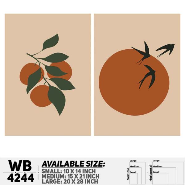 DDecorator Leaf With Abstract Art (Set of 2) Wall Decoration And Home Decoration PVC Wall Board And Wall Canvas - WB4244