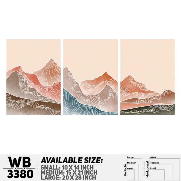 DDecorator Landscape Horizon Art (Set of 3) Wall Decoration And Home Decoration PVC Wall Board And Wall Canvas - WB3380