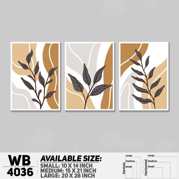 DDecorator Leaf With Abstract Art (Set of 3) Wall Decoration And Home Decoration PVC Wall Board And Wall Canvas - WB4036