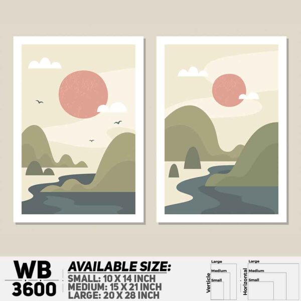 DDecorator Landscape Horizon Art (Set of 2) Wall Decoration And Home Decoration PVC Wall Board And Wall Canvas - WB3600