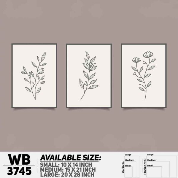DDecorator Flower And Leaf ArtWork (Set of 3) Wall Decoration And Home Decoration PVC Wall Board And Wall Canvas - WB3745