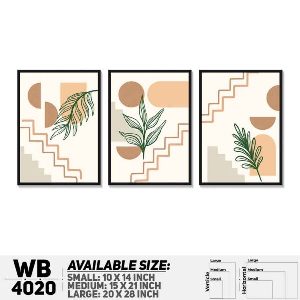DDecorator Leaf With Abstract Art (Set of 3) Wall Decoration And Home Decoration PVC Wall Board And Wall Canvas - WB4020