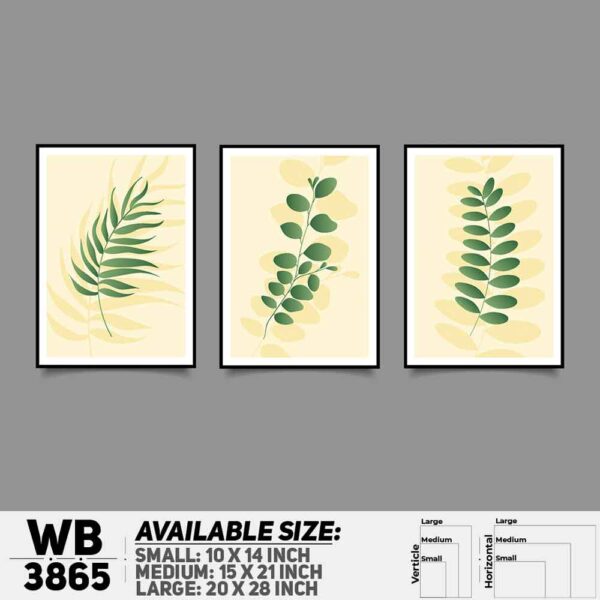 DDecorator Flower And Leaf ArtWork (Set of 3) Wall Decoration And Home Decoration PVC Wall Board And Wall Canvas - WB3865