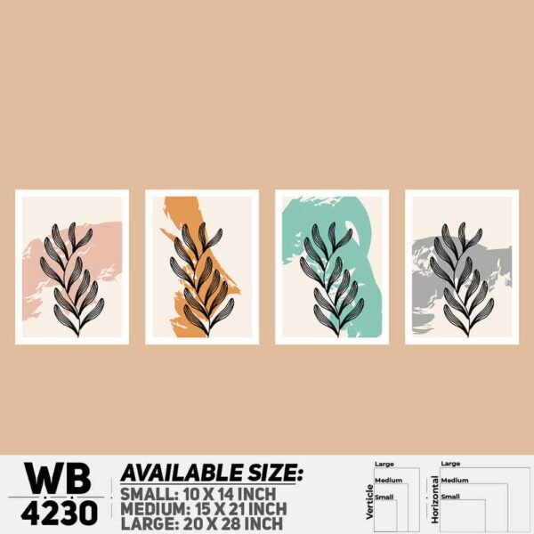 DDecorator Leaf With Abstract Art (Set of 4) Wall Decoration And Home Decoration PVC Wall Board And Wall Canvas - WB4230