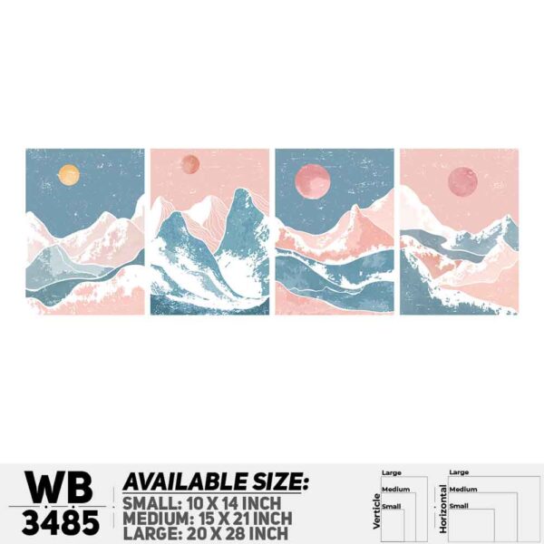 DDecorator Landscape Horizon Art (Set of 4) Wall Decoration And Home Decoration PVC Wall Board And Wall Canvas - WB3485