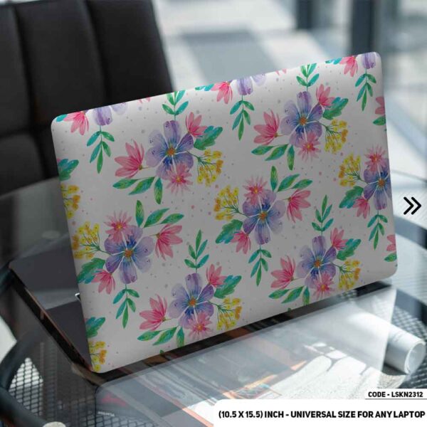Flower Pattern Floral Design Matte Finished Removable Waterproof Laptop Sticker & Laptop Skin (Including FREE Accessories) - LSKN2312 - DDecorator