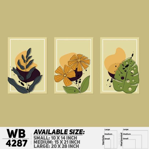 DDecorator Leaf With Abstract Art (Set of 3) Wall Decoration And Home Decoration PVC Wall Board And Wall Canvas - WB4287