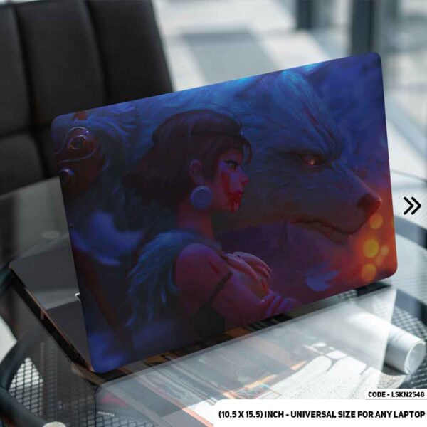Fantasy Anime Girl with Wofl Illustration Matte Finished Removable Waterproof Laptop Sticker & Laptop Skin (Including FREE Accessories) - LSKN2548 - DDecorator