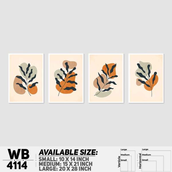 DDecorator Leaf With Abstract Art (Set of 4) Wall Decoration And Home Decoration PVC Wall Board And Wall Canvas - WB4114