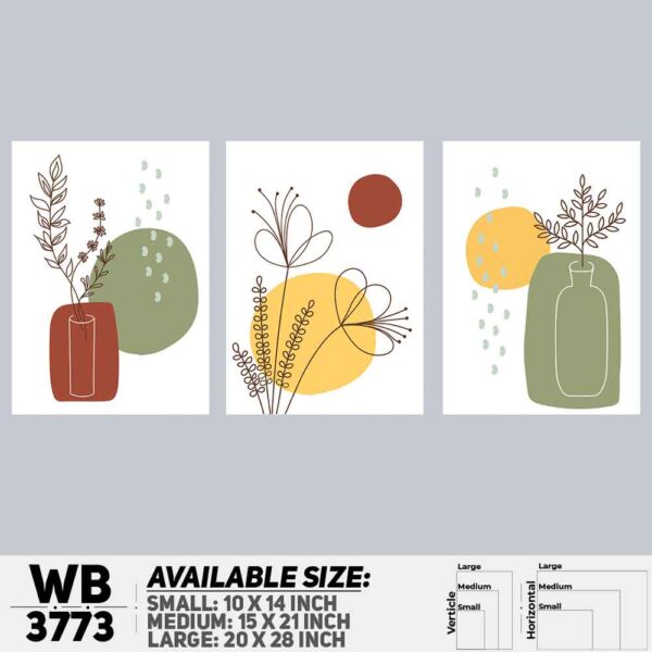 DDecorator Flower And Leaf ArtWork (Set of 3) Wall Decoration And Home Decoration PVC Wall Board And Wall Canvas - WB3773