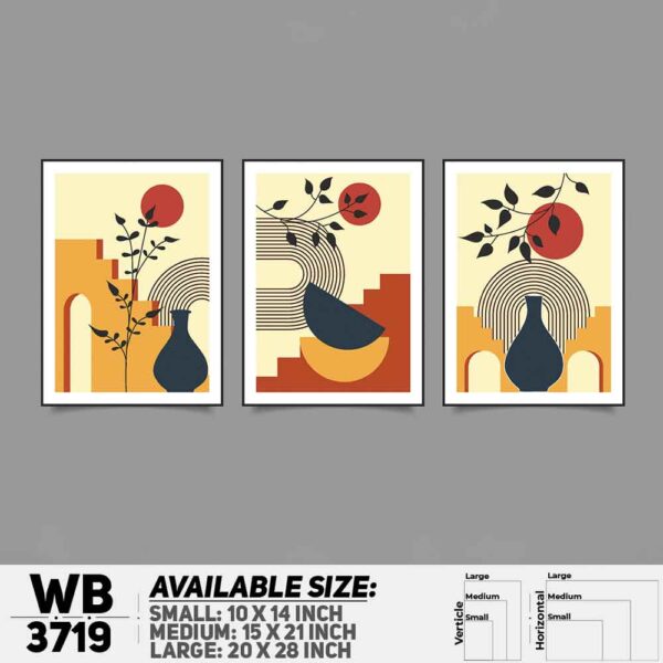 DDecorator Flower And Leaf ArtWork (Set of 3) Wall Decoration And Home Decoration PVC Wall Board And Wall Canvas - WB3719