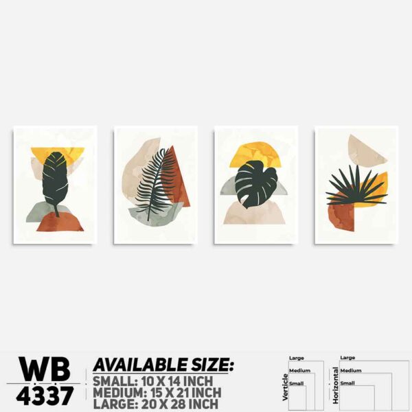 DDecorator Flower & Leaf Abstract Art (Set of 4) Wall Decoration And Home Decoration PVC Wall Board And Wall Canvas - WB4337