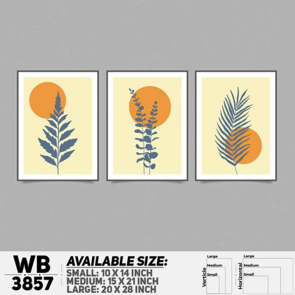 DDecorator Flower And Leaf ArtWork (Set of 3) Wall Decoration And Home Decoration PVC Wall Board And Wall Canvas - WB3857