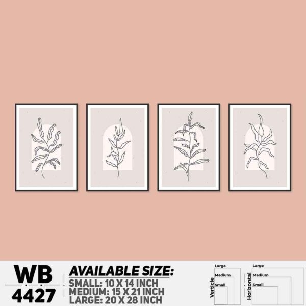 DDecorator Leaf With Abstract Art (Set of 4) Wall Decoration And Home Decoration PVC Wall Board And Wall Canvas - WB4427