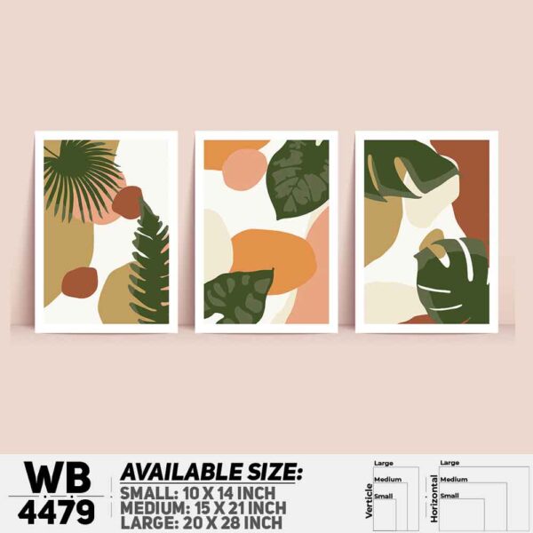 DDecorator Leaf With Abstract Art (Set of 3) Wall Decoration And Home Decoration PVC Wall Board And Wall Canvas - WB4479