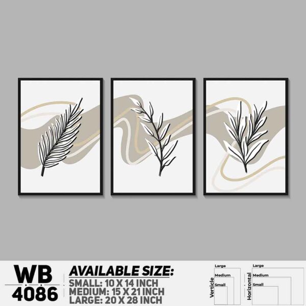 DDecorator Flower & Leaf Abstract Art (Set of 3) Wall Decoration And Home Decoration PVC Wall Board And Wall Canvas - WB4086