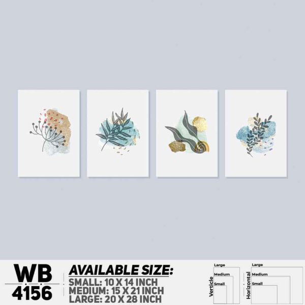 DDecorator Flower & Leaf Abstract Art (Set of 4) Wall Decoration And Home Decoration PVC Wall Board And Wall Canvas - WB4156
