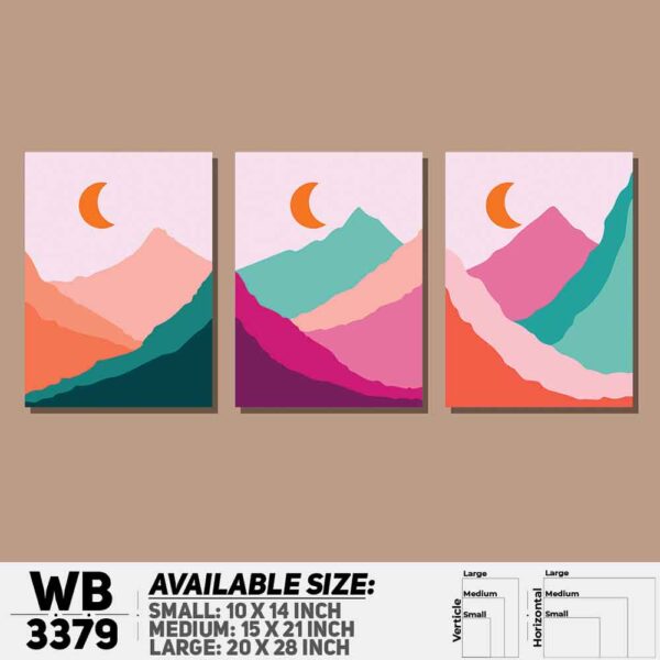 DDecorator Landscape Horizon Art (Set of 3) Wall Decoration And Home Decoration PVC Wall Board And Wall Canvas - WB3379