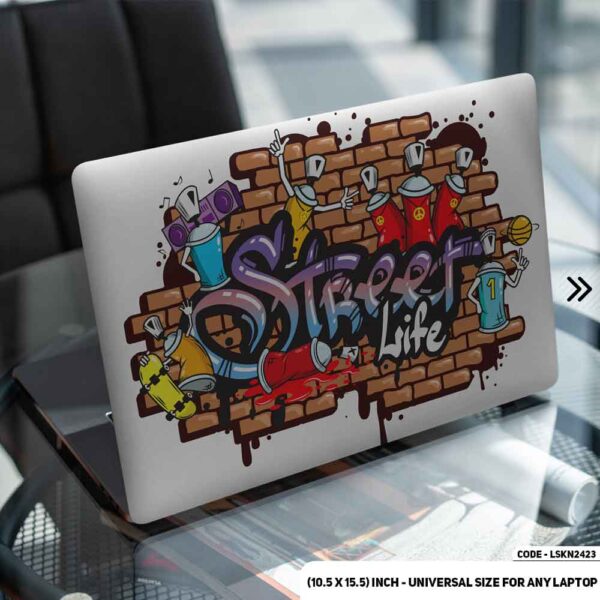 Street Life Wall Mural Design Matte Finished Removable Waterproof Laptop Sticker & Laptop Skin (Including FREE Accessories) - LSKN2423 - DDecorator