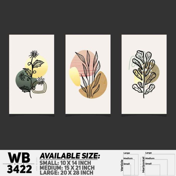 DDecorator Flower And Leaf ArtWork (Set of 3) Wall Decoration And Home Decoration PVC Wall Board And Wall Canvas - WB3422