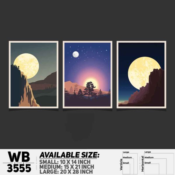 DDecorator Landscape Horizon Art (Set of 3) Wall Decoration And Home Decoration PVC Wall Board And Wall Canvas - WB3555