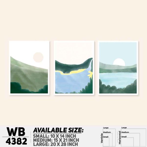 DDecorator Landscape & Horizon Design (Set of 3) Wall Decoration And Home Decoration PVC Wall Board And Wall Canvas - WB4382