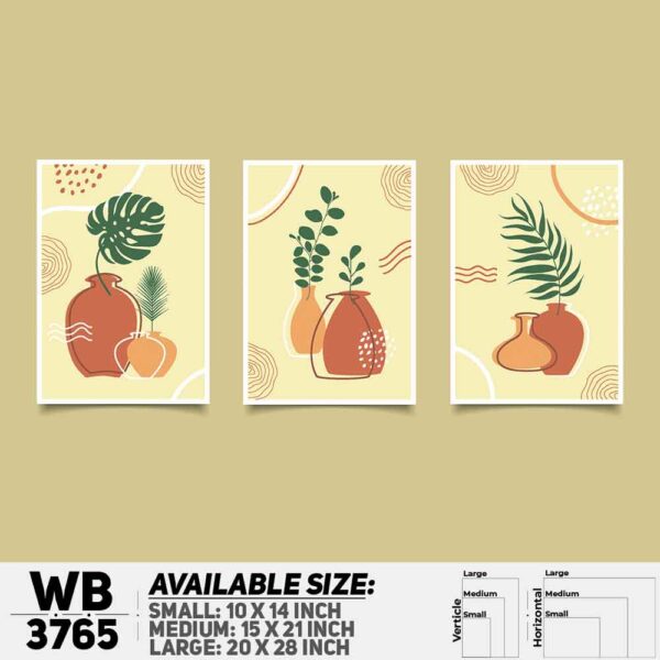 DDecorator Flower And Leaf ArtWork (Set of 3) Wall Decoration And Home Decoration PVC Wall Board And Wall Canvas - WB3765