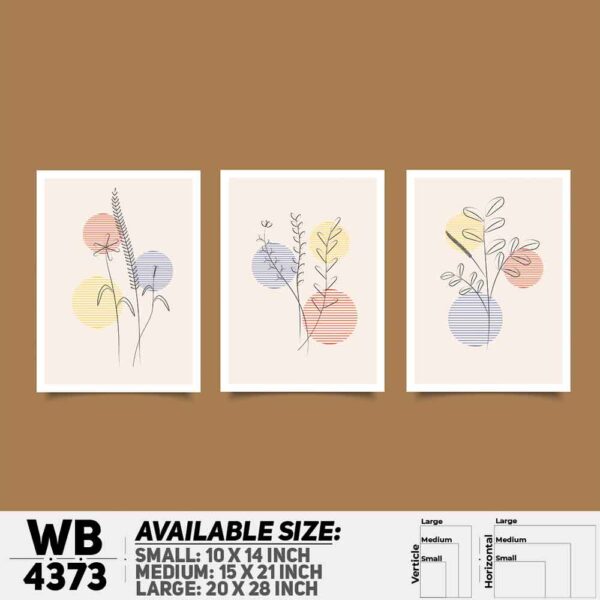 DDecorator Flower & Leaf Abstract Art (Set of 3) Wall Decoration And Home Decoration PVC Wall Board And Wall Canvas - WB4373