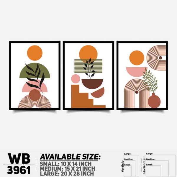DDecorator Abstract ArtWork (Set of 3) Wall Decoration And Home Decoration PVC Wall Board And Wall Canvas - WB3961