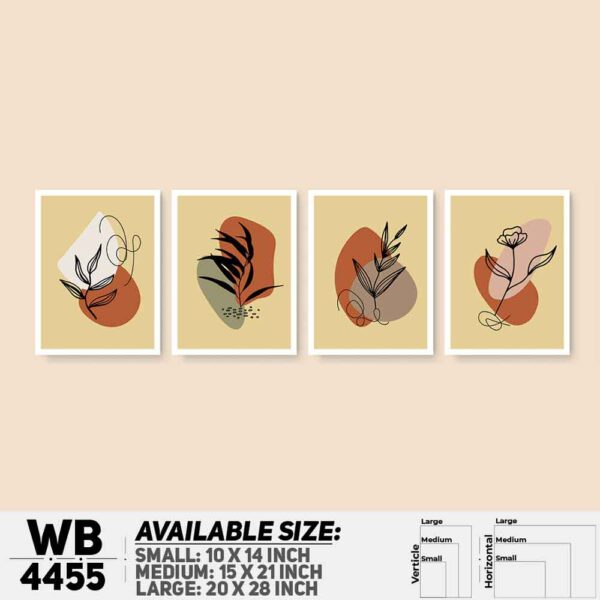 DDecorator Leaf With Abstract Art (Set of 4) Wall Decoration And Home Decoration PVC Wall Board And Wall Canvas - WB4455