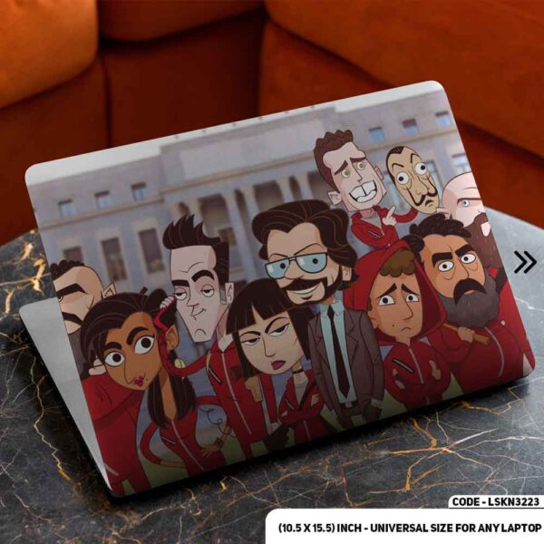 Money Heist Cartoon Character  Matte Finished Removable Waterproof Laptop Sticker & Laptop Skin (Including FREE Accessories) - LSKN3223 - DDecorator