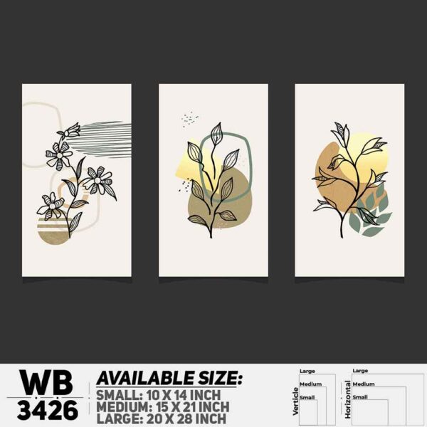 DDecorator Flower And Leaf ArtWork (Set of 3) Wall Decoration And Home Decoration PVC Wall Board And Wall Canvas - WB3426