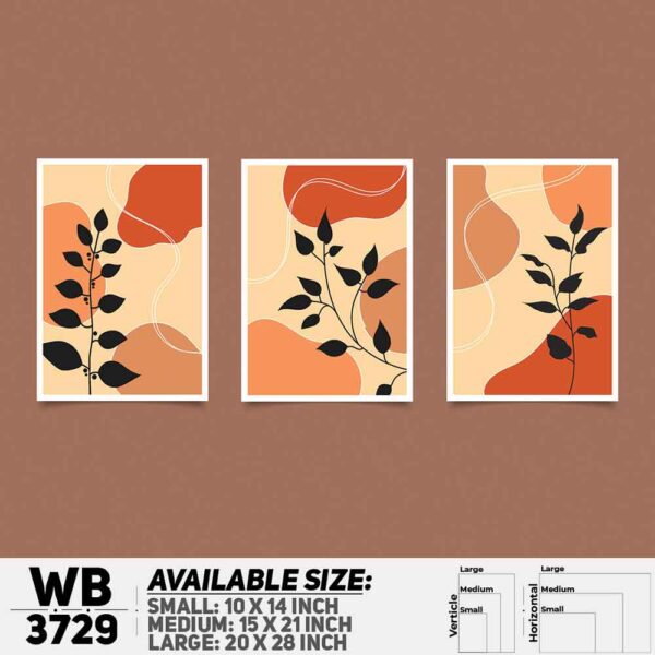 DDecorator Flower And Leaf ArtWork (Set of 3) Wall Decoration And Home Decoration PVC Wall Board And Wall Canvas - WB3729