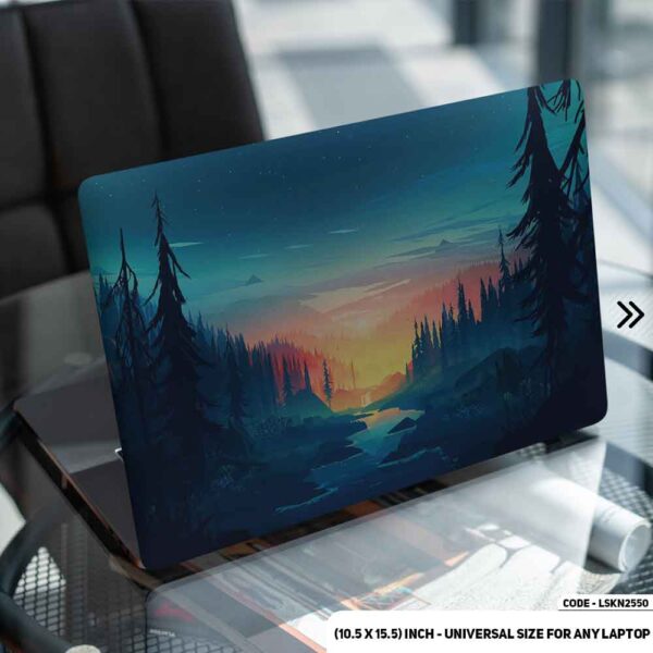 Fantasy Mountain With Forest Illustration Matte Finished Removable Waterproof Laptop Sticker & Laptop Skin (Including FREE Accessories) - LSKN2550 - DDecorator